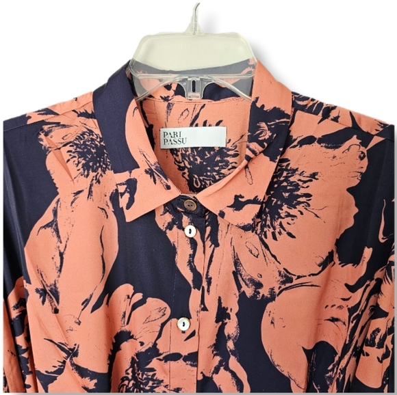 Pari Passu Tammy Reiss Floral Print Belted Shirt Dress Size D4/18 Office Siren - Picture 6 of 15